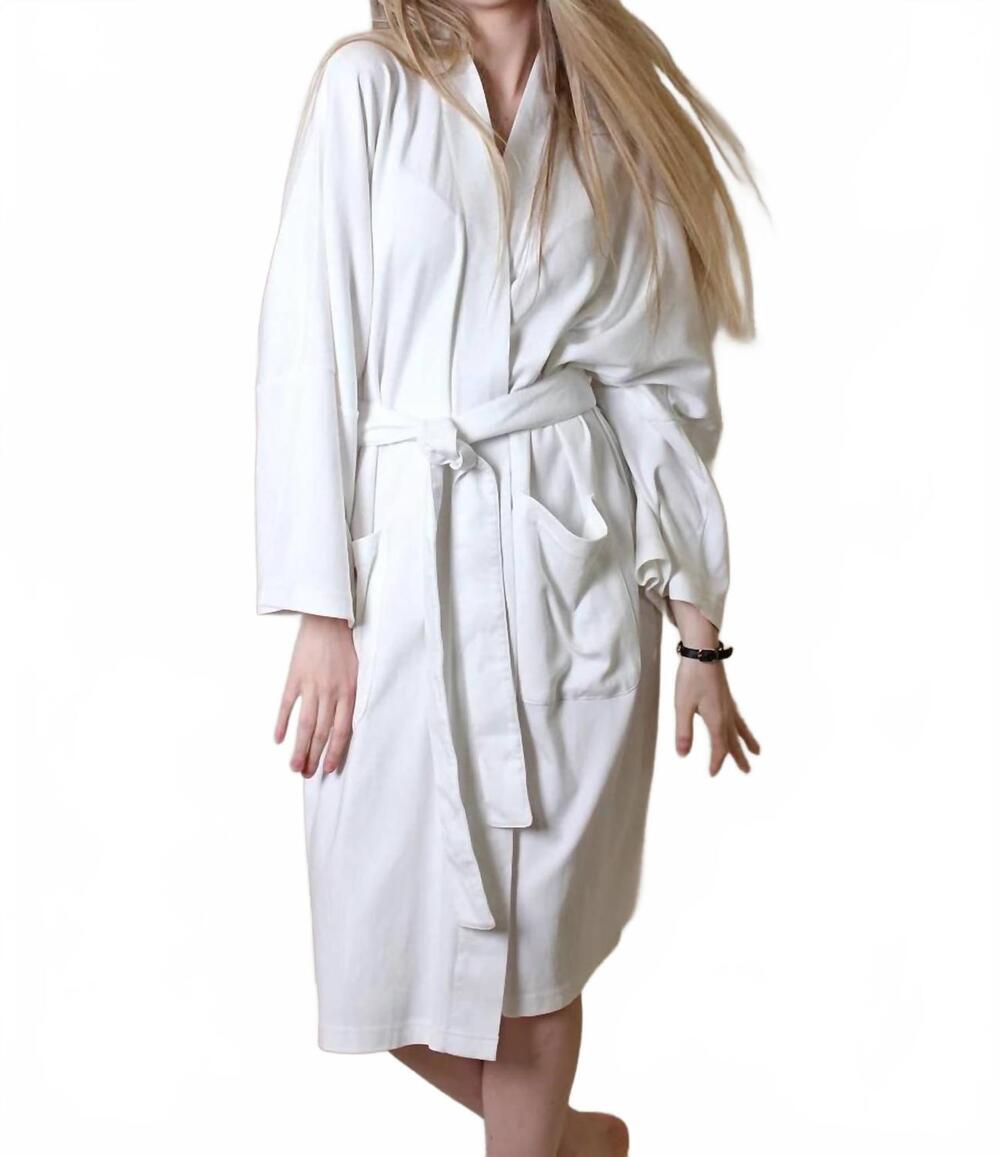 NEW VIVERANO ORGANICS lightweight organic cotton bath robe in white